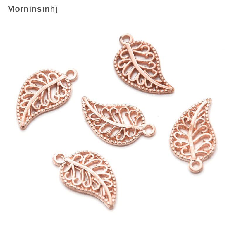 Mornin 100Pcs 10x18mm Kerawang Hollow Daun Logam Liontin DIY Wanita Anting Gantungan Kunci id