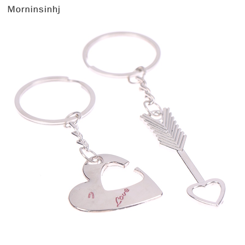 Mornin 1pasang New Love Heart Lock Gantungan Kunci Ring Keyring Keyfob Valene's Day Gift id