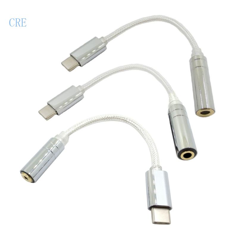 Cre Kabel Adaptor Tipe-C Ke3 5mm 25mm 4 4mm Female Kompatibilitas Mantap Kabel Headphone USB C Fleksibel Replaceme