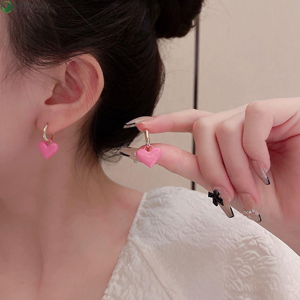 Needway Anting Hoop Perempuan Peri Jepang Perancis Lucu Bentuk Hati Anting Menjuntai Manis