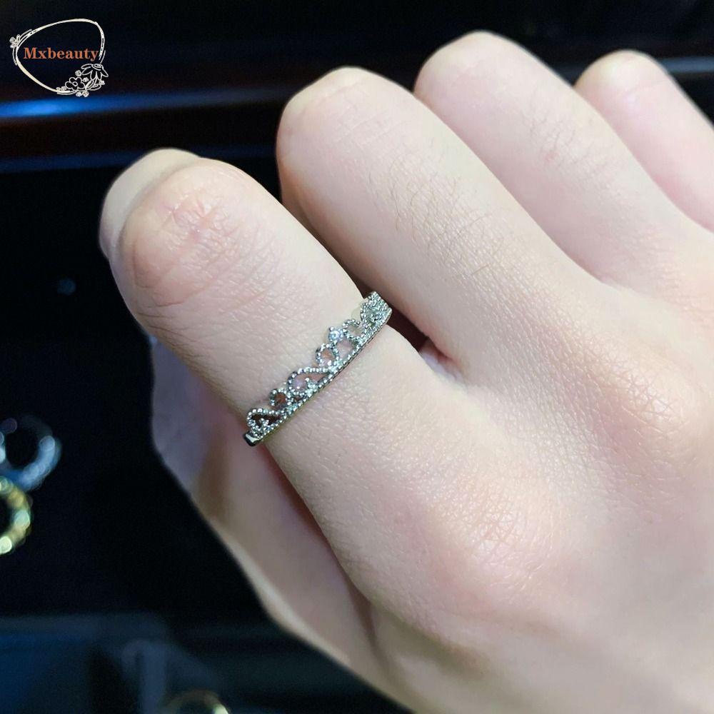 Mxbeauty Cincin Berlian Imitasi Fashion Perhiasan Halus Merah Muda Berlian Imitasi Tembaga Retro Adjustable Wanita Pembukaan Cincin Untuk Hadiah Gadis