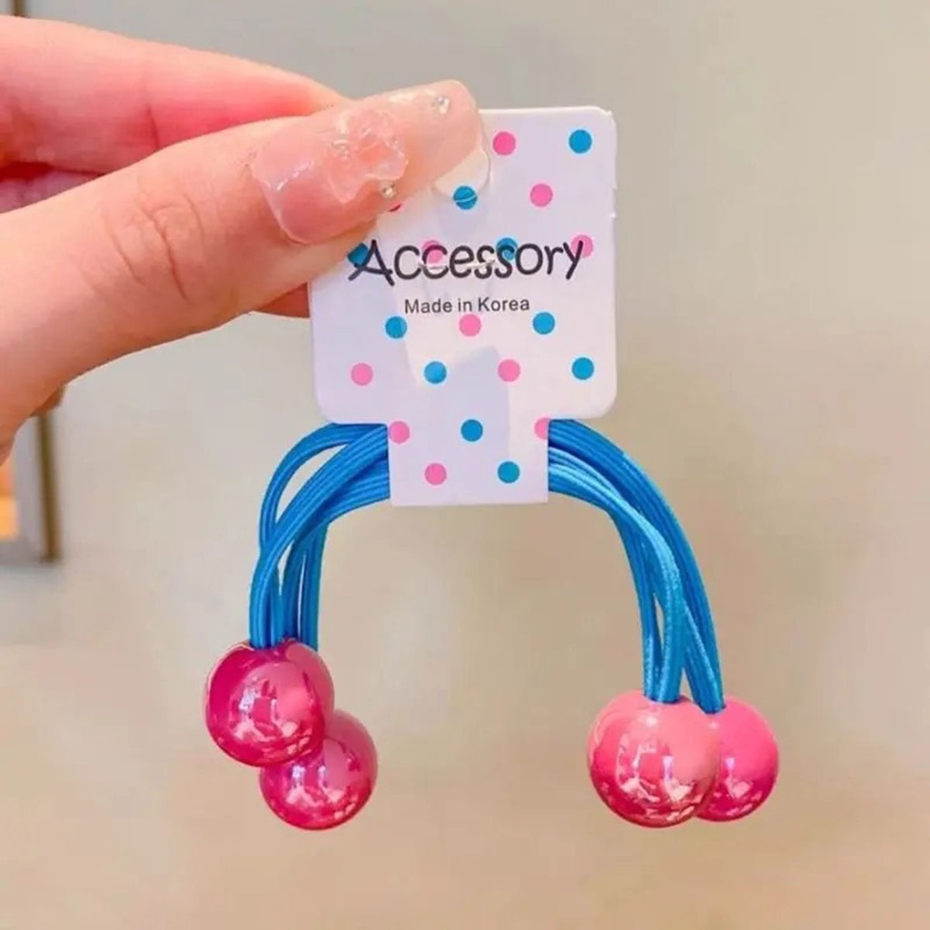 1pasang/1pc Manik-Manik Warna Solid Tali Rambut Fashion Karet Manis Ponytail Holder Permen Karet Rambut Elastis Untuk Anak Perempuan