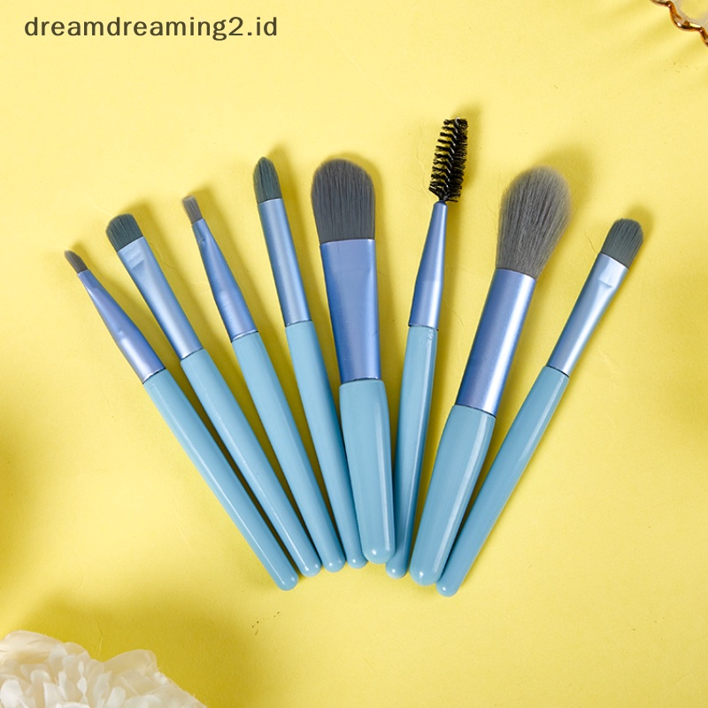 (drea) 8pcs Set Sikat Make up Mata Eyeshadow Alis Blending Brush Dengan Tas Kuas //