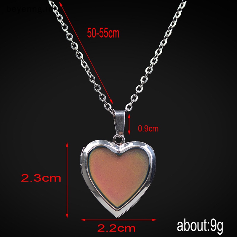 Beyen Mood Necklaces Heart Pendant Necklace Temperature Control Kalung Berubah Warna ID