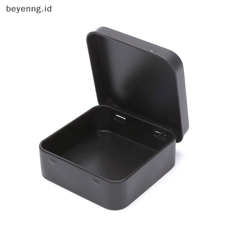 Beyen Wadah Kaleng Logam Mini Persegi Berengsel Flip Penyimpanan Tin Box Perhiasan Coin Case ID