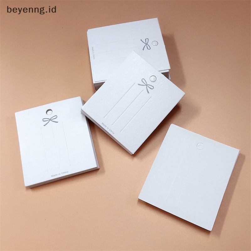 Beyen 50PCS Putih Hairpin Card Trinket Bow Kartu Pajangan Kardus Packing Kertas ID