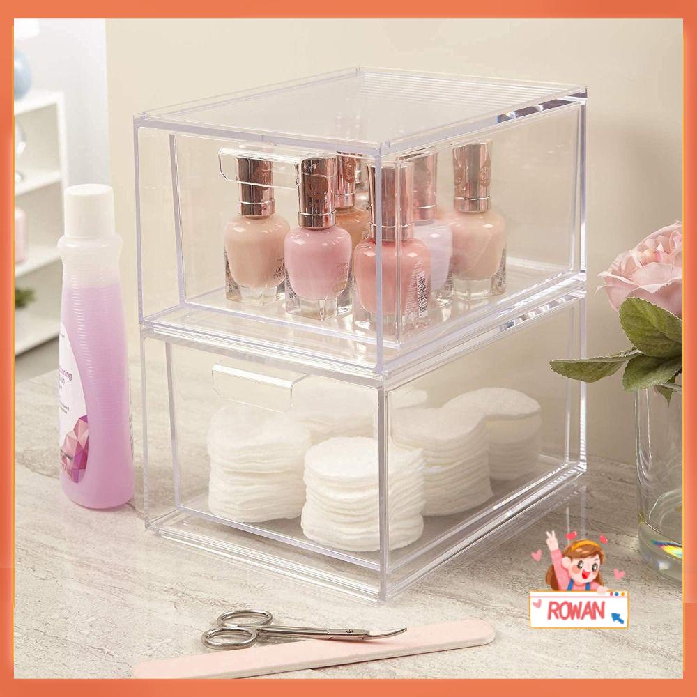R-FLOWER Kotak Penyimpanan Kosmetik Wadah Aksesoris Kantor PET Home Storage Bisa Ditumpangkan