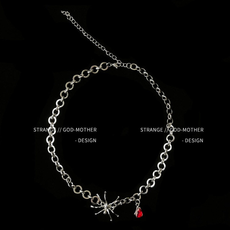 Hot Girl Unik Dark kvk Gaya Yang Sama Kalung Venom Spider Blood Drop Twist Ruby Influencer Klavikula Necklace