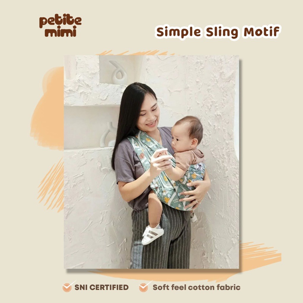 Petite Mimi Simple Sling Motif - Gendongan Kaos Motif Baby