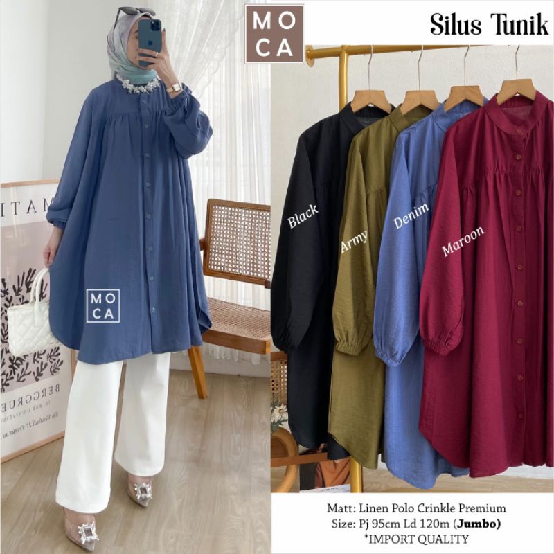 SILUS TUNIK Jumbo ORI MOCA | Ld120 Linen Polo Crinkle Premium