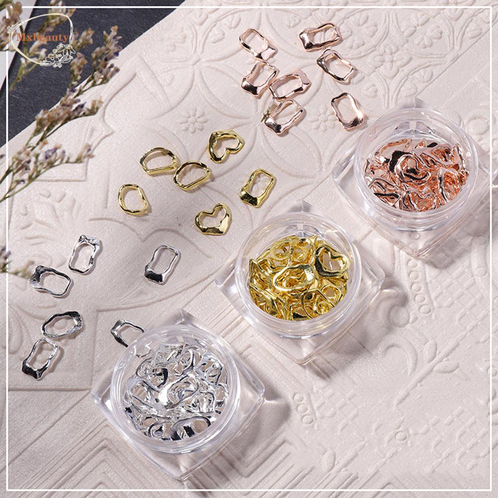 MXBEAUTY Hollow Rivet Perhiasan Alloy Berbagai Bentuk Berongga Geometri Tidak Teratur 3D Alloy Berlian Imitasi