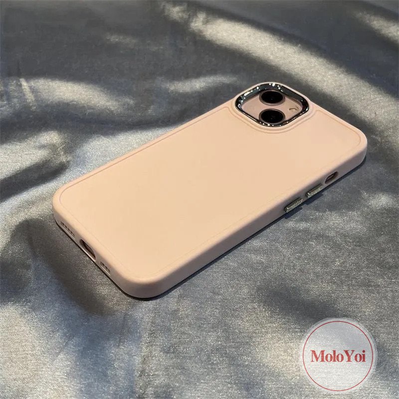 IPHONE Casing Ponsel Bracket Kucing Kitty Lucu Kompatibel Untuk Iphone11 14 13 12 Pro MAX 7plus X XR 78 Plus XS MAX Mewah Plating Bingkai Lensa Logam Warna Solid Sederhana Soft Cover