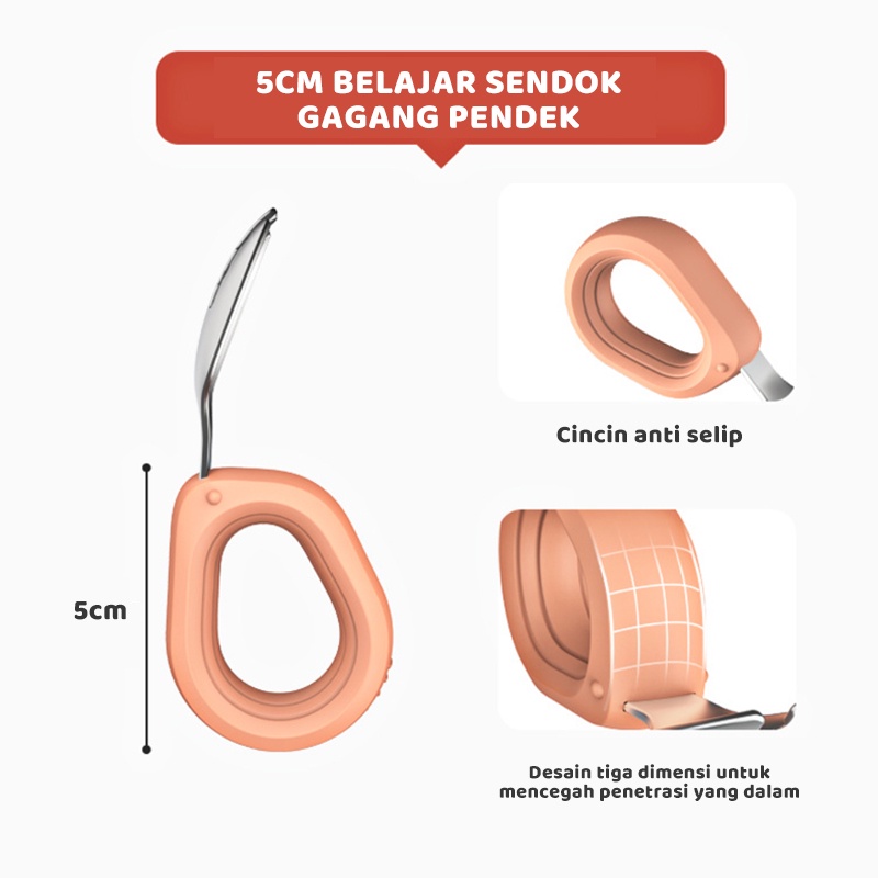 olla  Sendok Anak Stainless Steel SUS316 - Training Spoon Baby Spoon BLW - Sendok Belajar Makan Bayi - Sendok Mpasi Bayi Silik