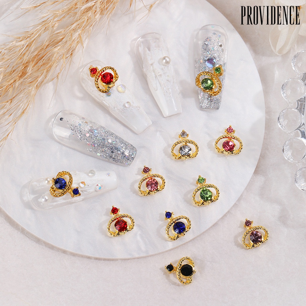 Providence 10 Pcs 3D Kuku Mengkilap Berlian Imitasi Multicolor Kristal Imitasi Alloy Planet Kuku Pesona Perhiasan Aksesoris Ponsel Case Ornamen DIY Nail Art Dekorasi