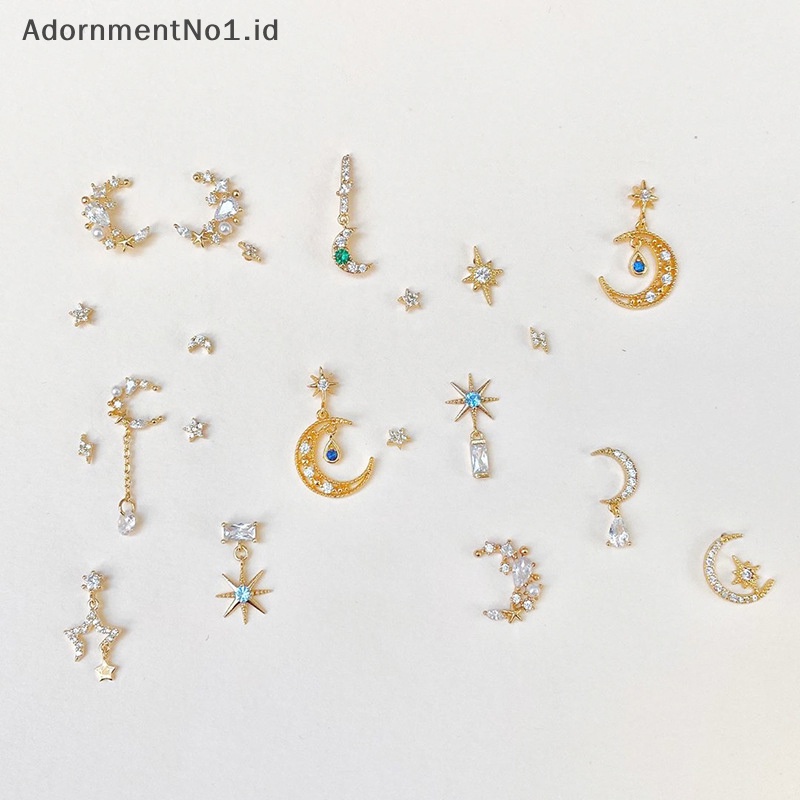 [AdornmentNo1] 1set anting Set untuk wanita Fashion Exquisite berlian imitasi telinga Stud rantai Drop Earrings perhiasan