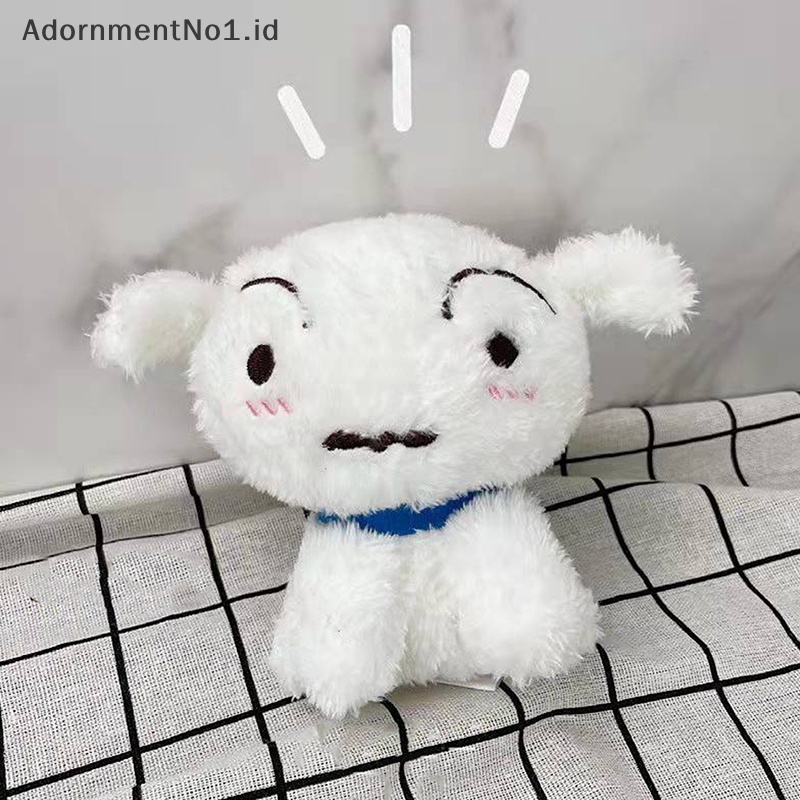 [AdornmentNo1] 10cm Crayon Shinchan gantungan kunci Shiro anjing putih siswa ransel liontin boneka Mini lucu Shin-chan boneka mewah hadiah untuk anak-anak
