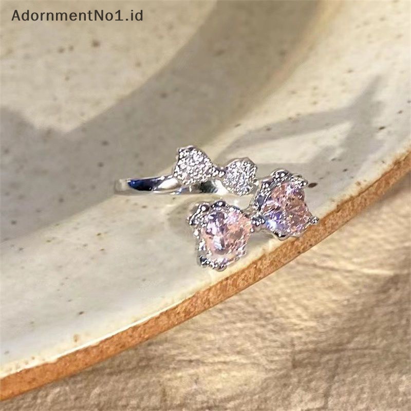 [AdornmentNo1] Gaya korea eksquisite Pink ikatan simpul pembukaan cincin Adjustable manis lucu temperamen Fashion cincin sederhana untuk perhiasan wanita