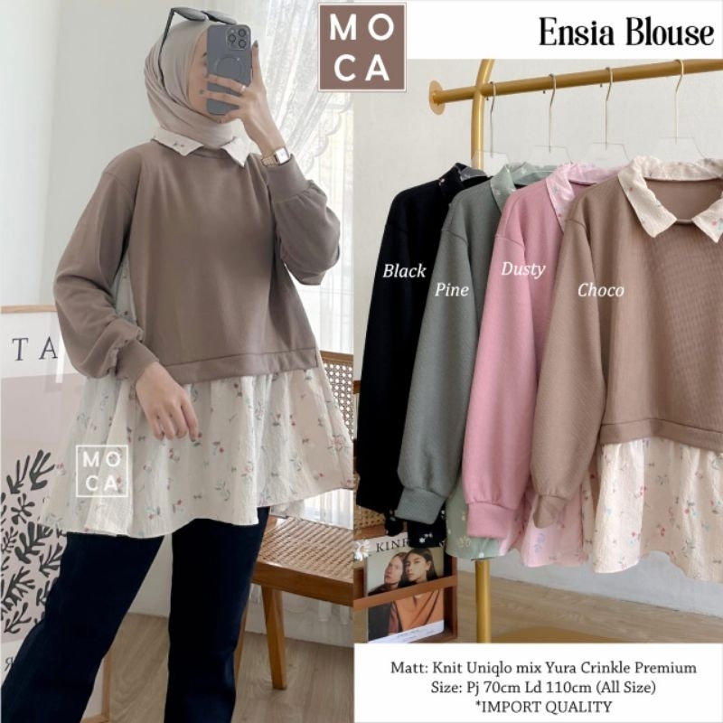 ENSIA BLOUSE ORI MOCA | Ld110 Knit Uniqlo mix Yura Crinkle Premium