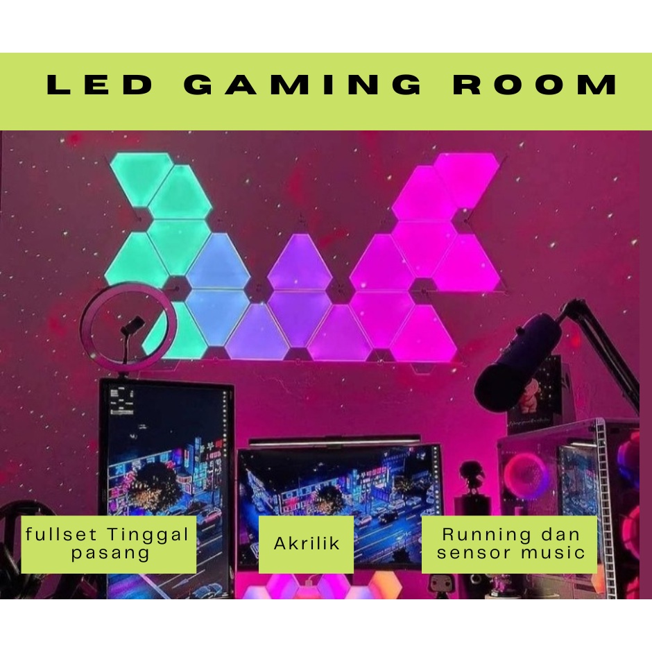 LED GAMING 5050 RGB/ Lampu Gaming Room LED RGB Panel dengan Sensor Music
