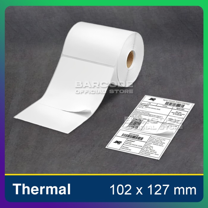 

LABEL BARCODE THERMAL 102 X 127 MM CORE 1" 102X127MM RESI JNE 1 LINE PST79