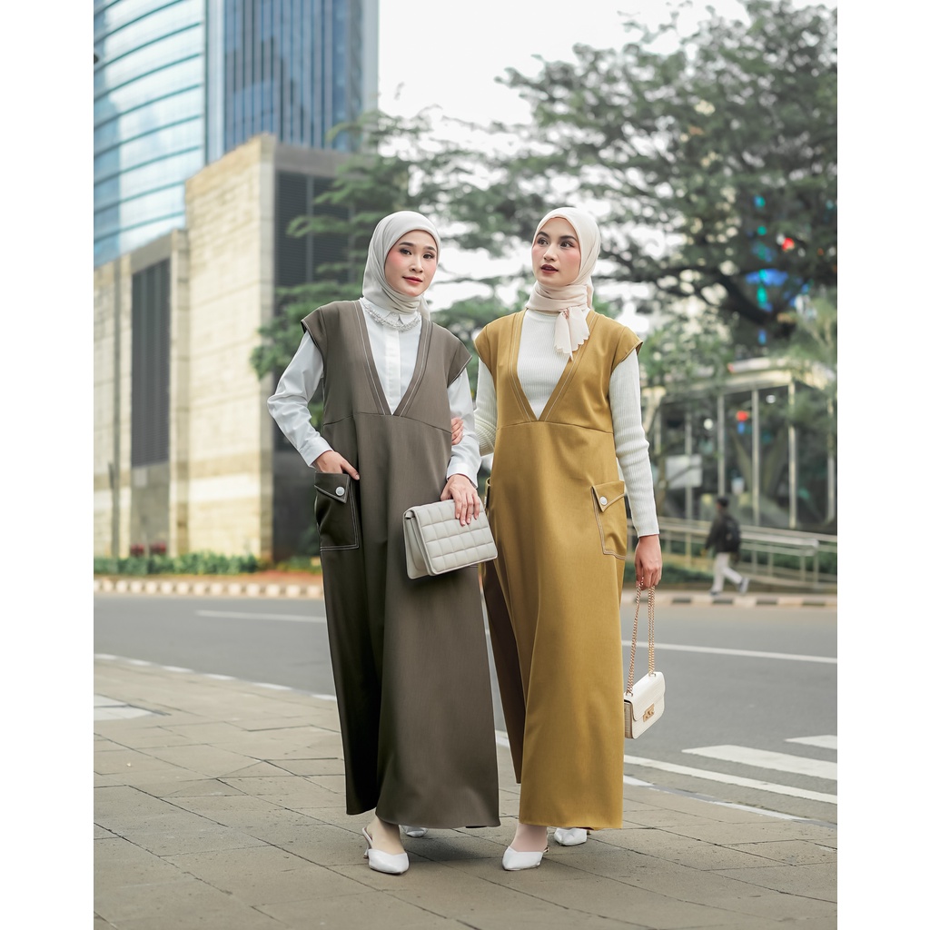 Zaha Sleeveless Dress - 4 Warna | Zysku Xena | Dress Gamis Rompi Kerja Wanita Formal Tanpa Lengan Sleeveless