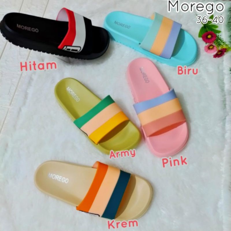 YETIYAYUN SANDAL SLOP MOREGO 3289 / SLOP WANITA GARIS WARNA-WARNI CANTIK