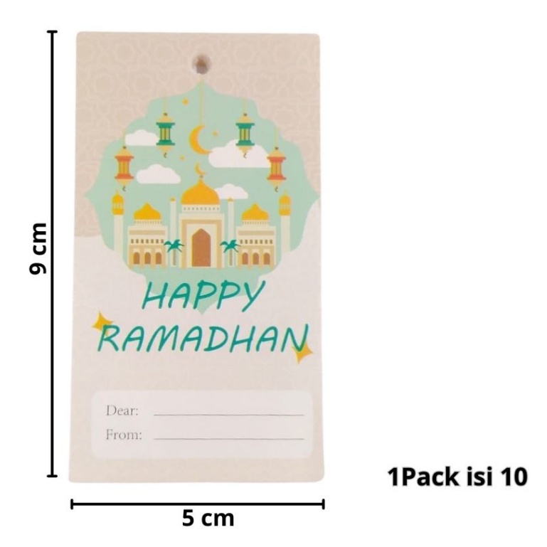 AVVET Isi 10Pcs Ucapan Ramadhan Idul Fitri  Hangtag Ramadhon Eid Mubarak 1Pack Hang Tag Gantung Kartu Ucapan Happy Ramdhan