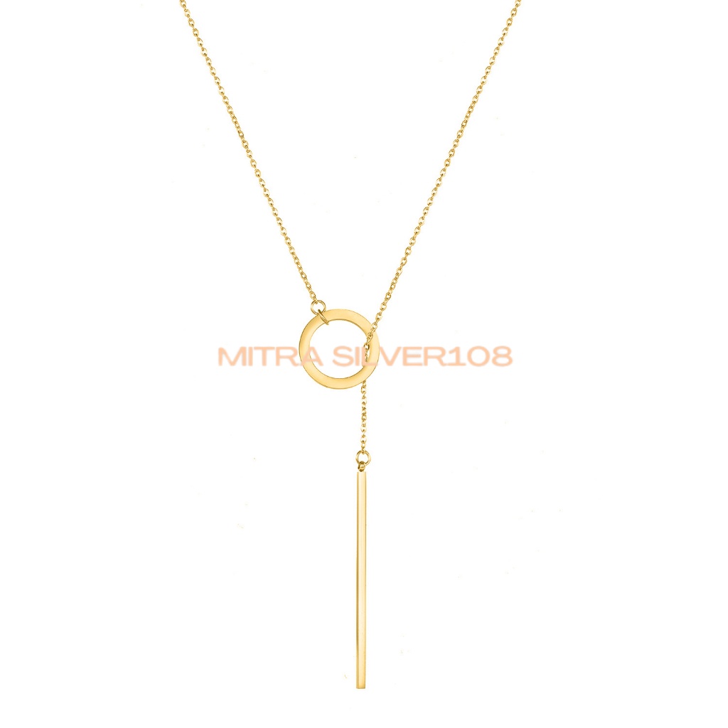 Kalung Rantai Panjang Wanita Fashion Korea Sederhana Simple Lingkaran Logam Paragraf Pendek Gaya Eropa Warna Gold Silver Necklace Aksesoris Impor NL 06