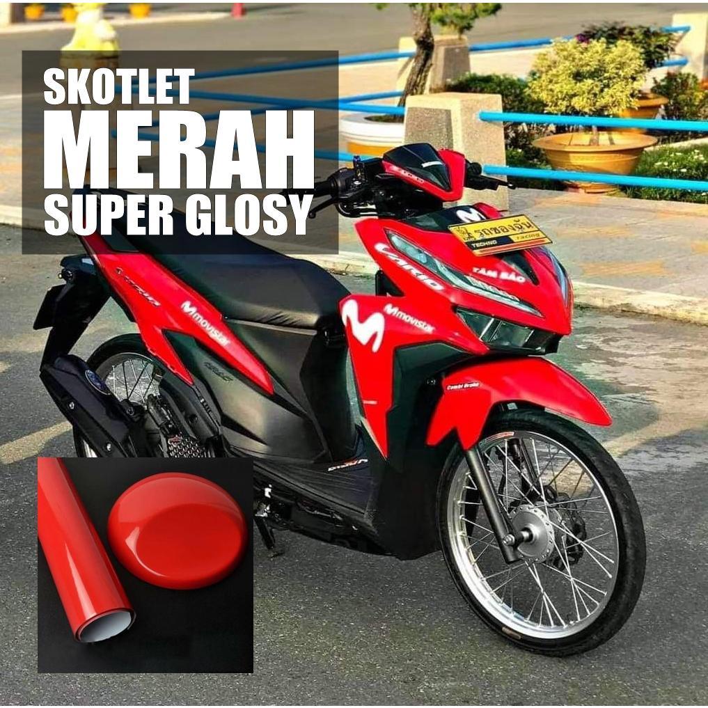 SKOTLET MERAH GLOSY STIKER MOTOR MERAH SUPER GLOSY MENGKILAP SCOTLAIT MERAH METALIK GLOSY HARGA PROM