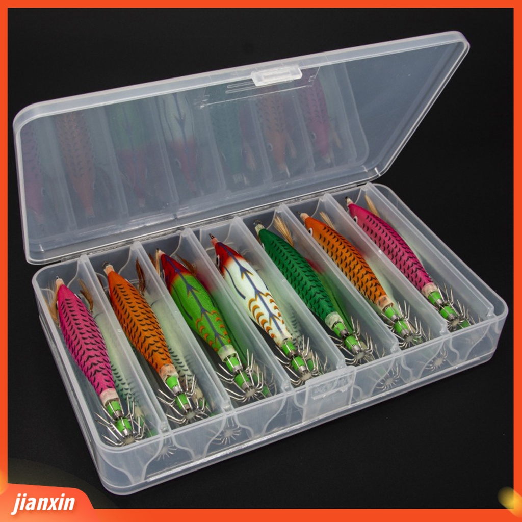 (In Stock) 14Pcs /Box Umpan Buatan Fleksibilitas Tinggi Kerajinan Halus Fishing Tackle Luminous Bait Squid Hook Untuk Memancing Di Laut