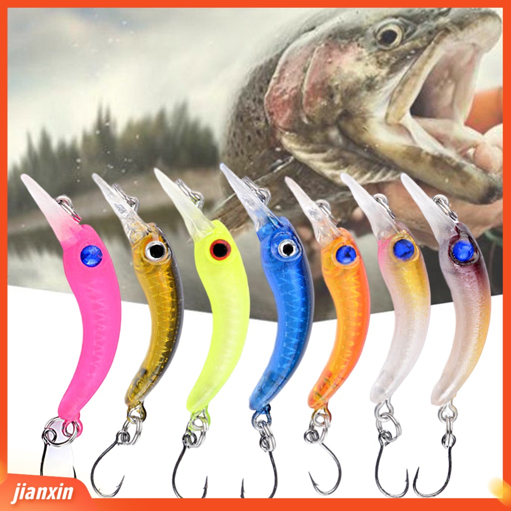 (In Stock) 7Pcs/Set 1.5g /4cm Umpan Pancing 3D Mata Tajam Kait Universal Mini Simulasi Ikan Kecil Topwater Umpan Buatan Memancing Aksesoris
