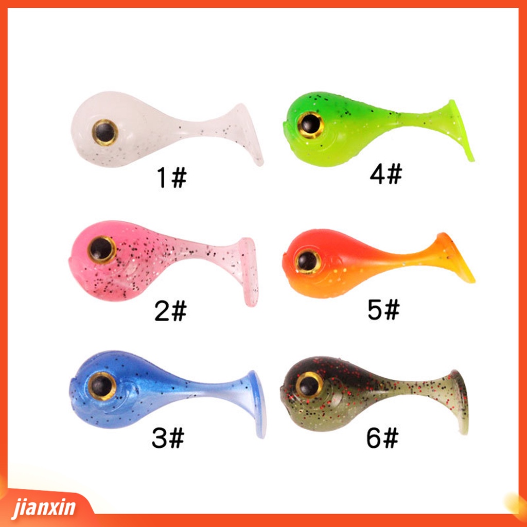 (In Stock) 10Pcs 4.5cm/3g Umpan Pancing Silikon Buatan Bicolor T-Tail Umpan Lembut Dengan Mata Memancing Aksesori