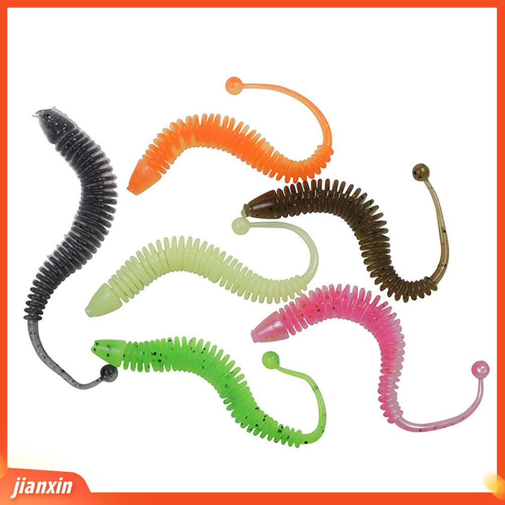 (In Stock) 6Pcs 8cm 1g Bentuk Ekor Umpan Ikan Cacing Lembut Lure Outdoor Fishing Tackle Tool