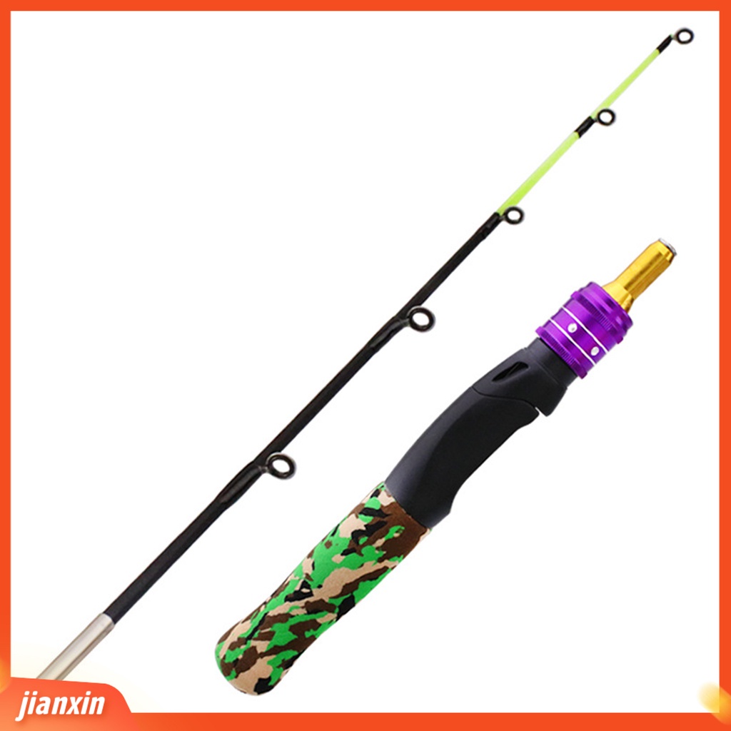 (In Stock) 61cm Kamuflase Gagang Lurus 2bagian Telescopic Ice Fishing Rod Tiang Ikan