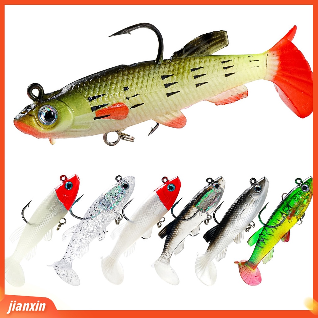 (In Stock) 12.5g 8cm Umpan Pancing T Tail Fishing Supply Metal Menarik Dengan Kepala Jig Umpan Lembut Untuk Memancing Di Laut