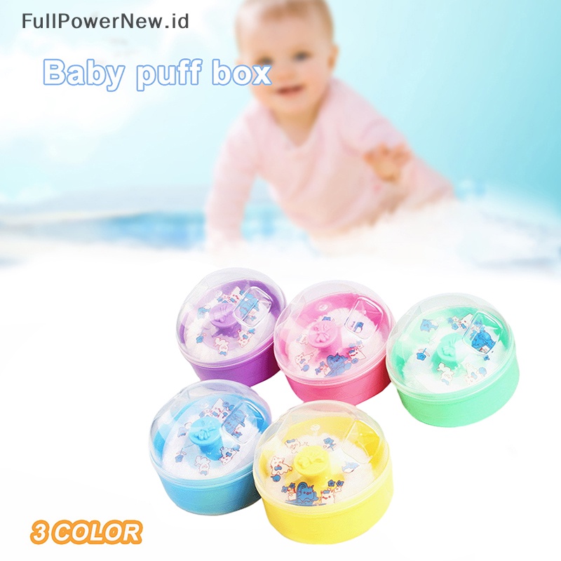 Power Portable Baby Kid Soft Face Body Kosmetik Bedak Puff Sponge Kotak Wadah Case ID