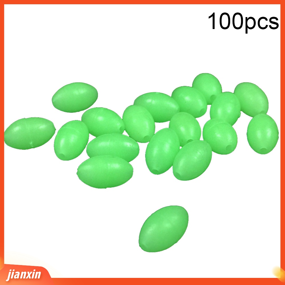 (in Stock) 100 Pcs Oval Bercahaya Glow in Dark Rig Beads Sea Fishing Lure Floating Tackles