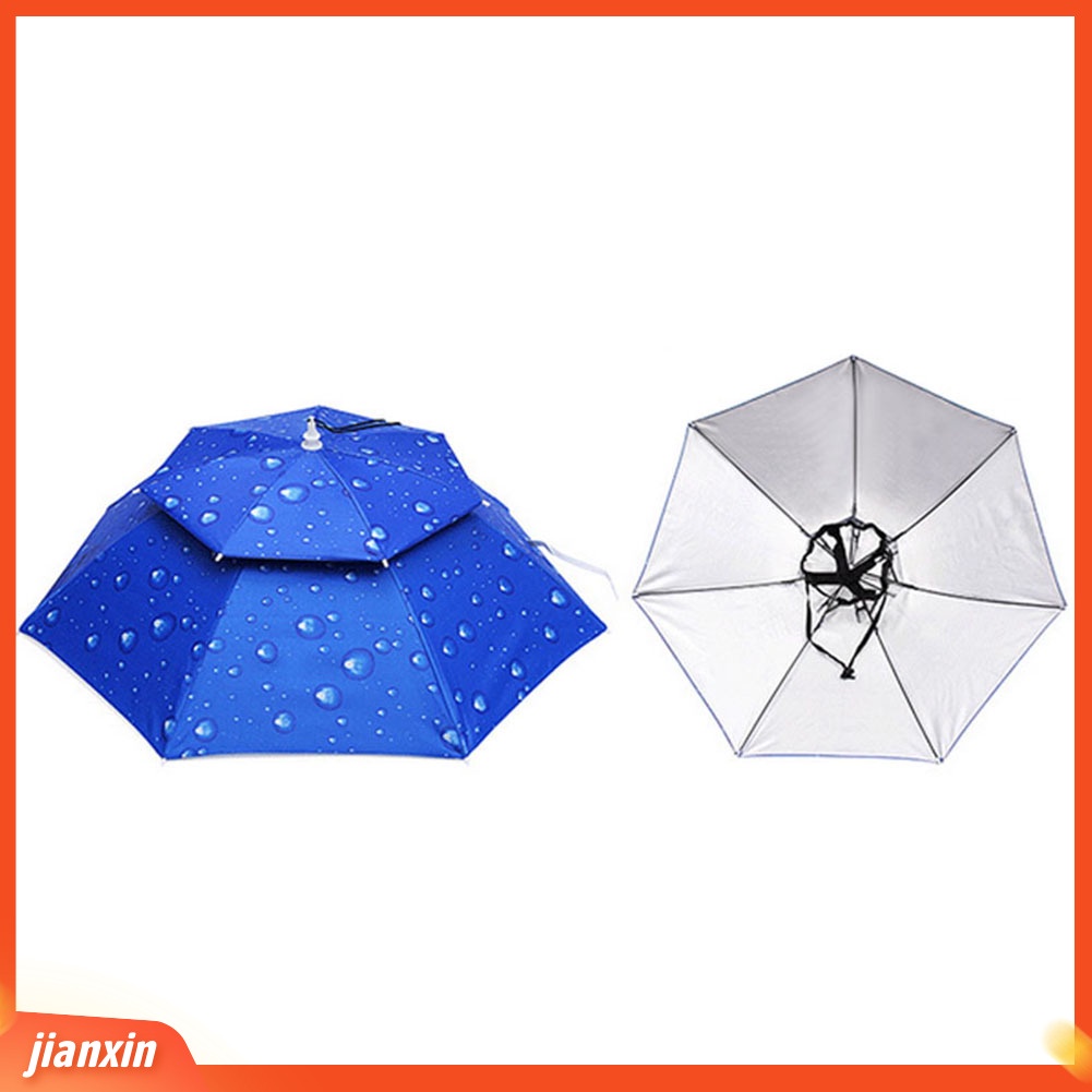 (In Stock) Topi Payung Hujan Matahari Anti UV Outdoor Memancing Travel Lipat Tahan Angin