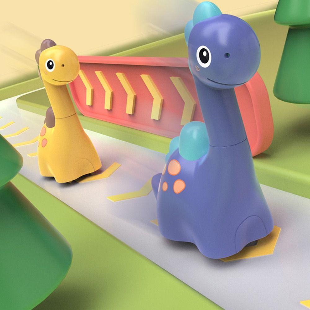 【 ELEGANT 】 Brachiosaurus Model Mainan Mobil Kuning Mainan Montessori Tekan Retur Hijau Ungu Mainan Dinosaurus Untuk Anak Laki-Laki