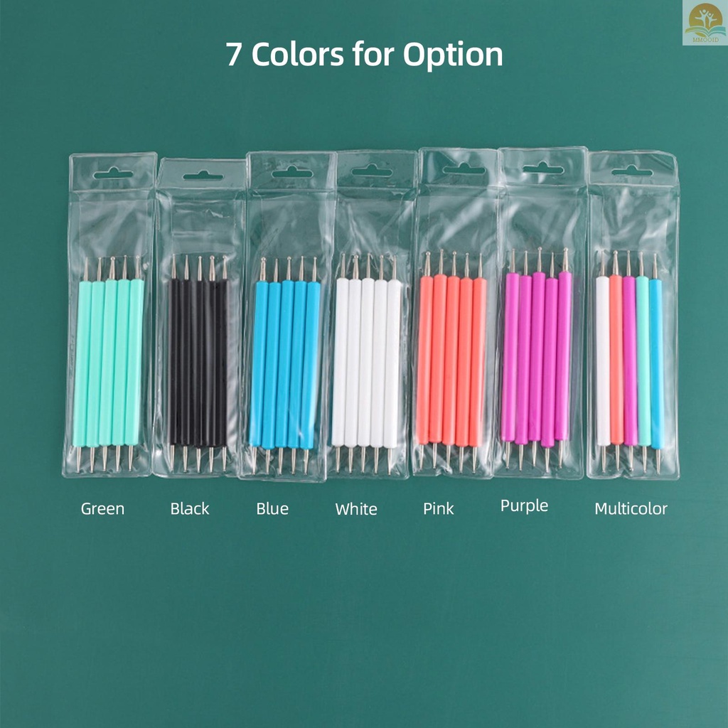 In Stock 5pcs Double Ended Dotting Tools Set Pola Jiplak Bola Stylus Pen Untuk Mandala Lukisan Batu Timbul Pola Tembikar Tanah Liat Kerajinan Nail Art