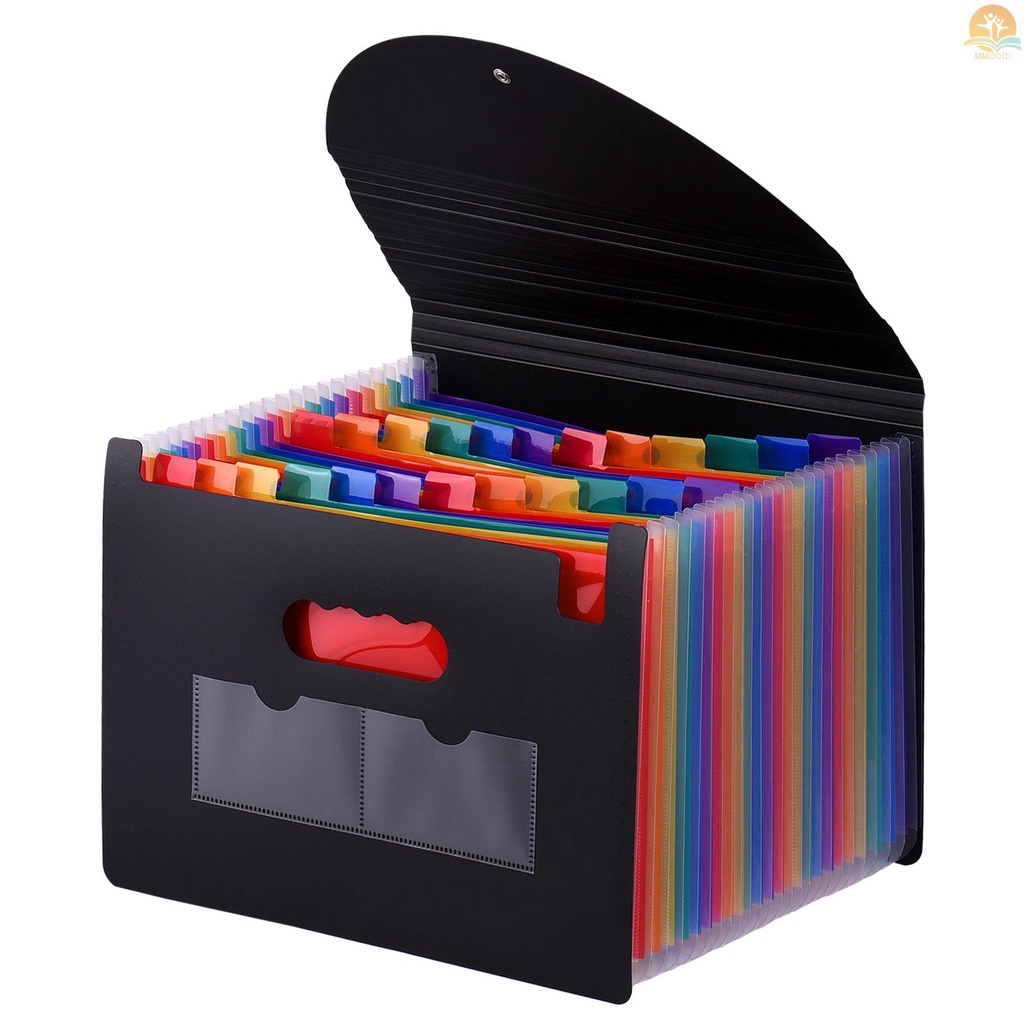 In Stock 24saku Expanding File Folder Dengan Penutup Accordian File Organizer Ukuran Surat A4 Document Organizer Warna Pelangi Untuk Rumah Kantor Sekolah