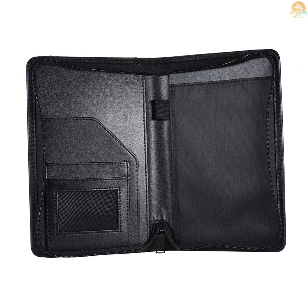 In Stock Portable Business Portfolio Padfolio Folder Dokumen Case Organizer Bahan Kulit PU Dengan Holder Kartu Nama Memo Note Pad