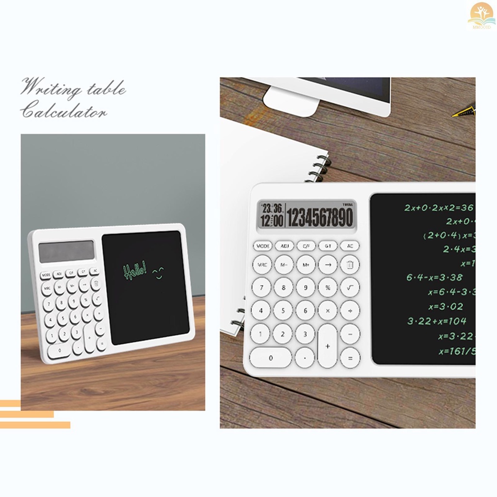 In Stock 10 Digit Calculator with Writing  Time Function LCD Display Desk Calculator with Erasable Handwriting Notepad Basic Calculator for Office School Home Business