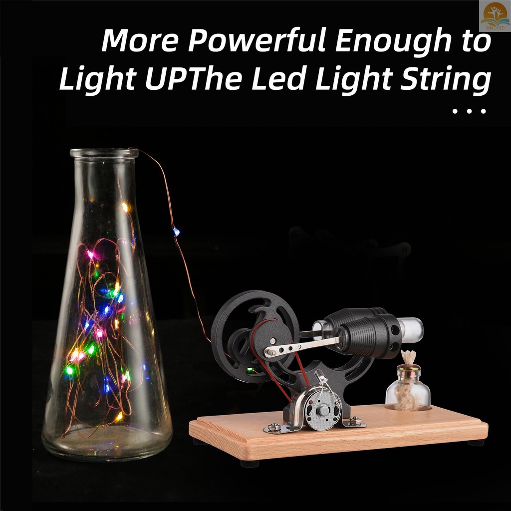 In Stock Mesin Stirling Udara Panas Generator Listrik Model Motor Dengan Lampu LED Desain Roda Gila Dolar Percobaan Sains Dengan Dasar Kayu DIY Edukasi Mainan Untuk Guru Dewasa Ki