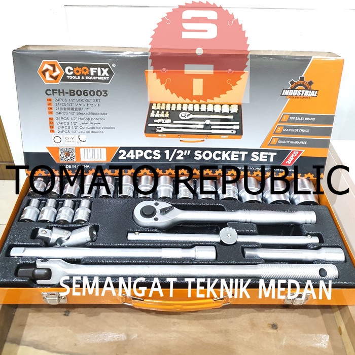 Murah KUNCI MATA SOK SOCK SOCKET SET 1/2" 8 - 32 mm 24pcs 6 segi CRV COOFIX CXS573