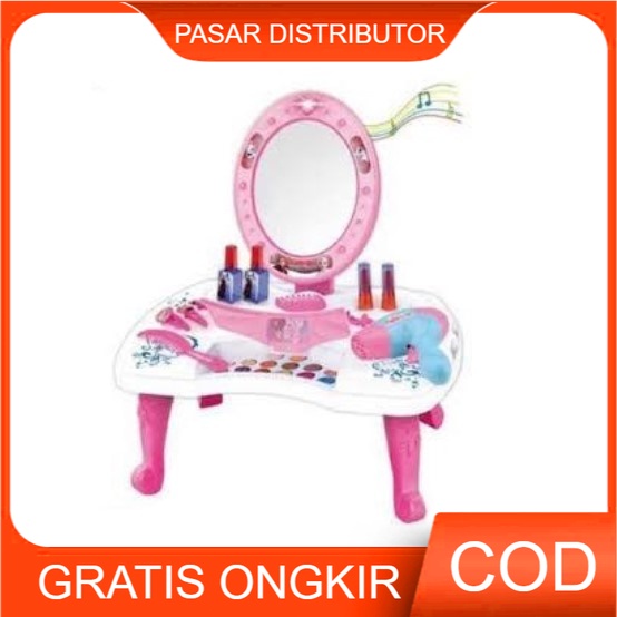 Mainan Dandan Koper Lipat Dresser Table Toys Meja Rias Make Up Frozen Mainan Anak