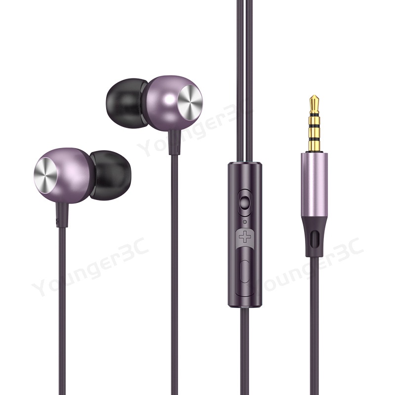 Macaron Digital Audio Headphone 3.5MM Tipe C Metal In Ear Wired Headset Subwoofer 9D Heavy Bass Metal Earplug