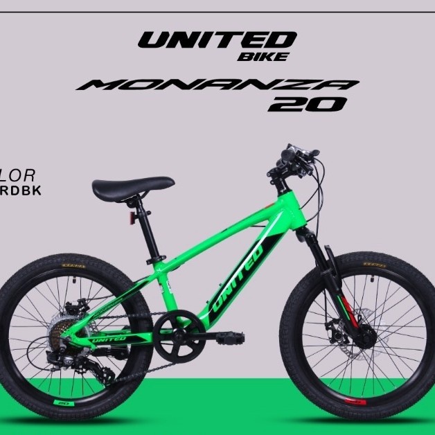 Sepeda gunung anak alloy mtb 20 inch United Monanza 7 speed Shimano rem cakram discbrake