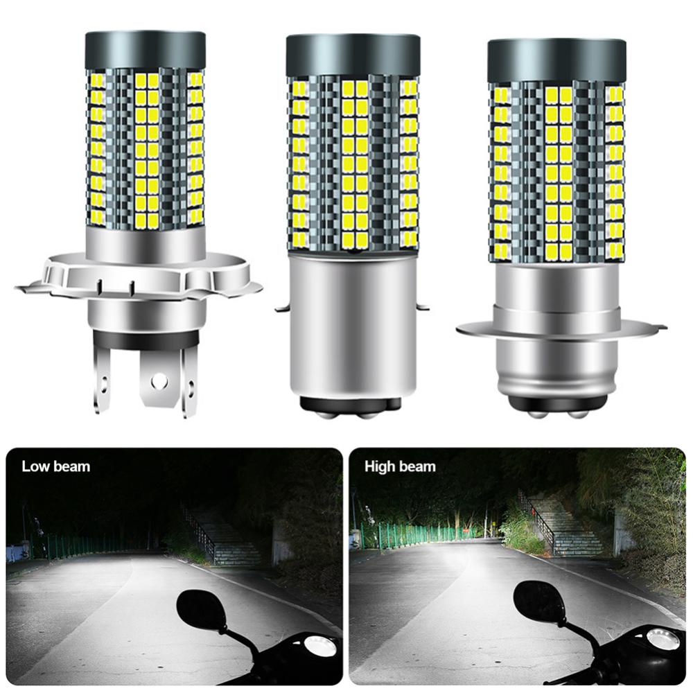 Openmall H4 /H6 /BA20D/P15D 12V-24V 6000K Lampu LED Motor Headlight Motor 126smd Chips Lamp Bohlam Headlight Mobil Hi Lo Light D7P8