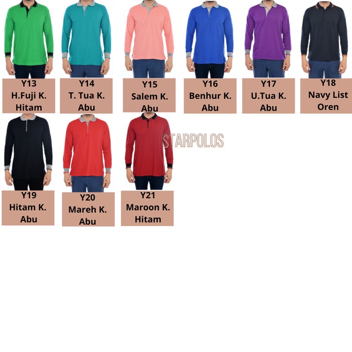 Kaos kerah lengan panjang wanita UNGU MUDA/ LILAC / NILA KOMBINASI - Tulis No Warna, S Terbaru